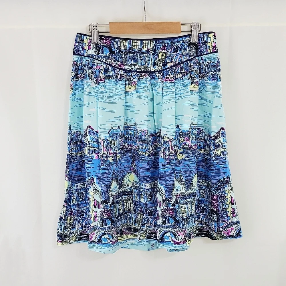Anthropologie Colloquial a-line skirt Dear Gondolier Venice city print size 6